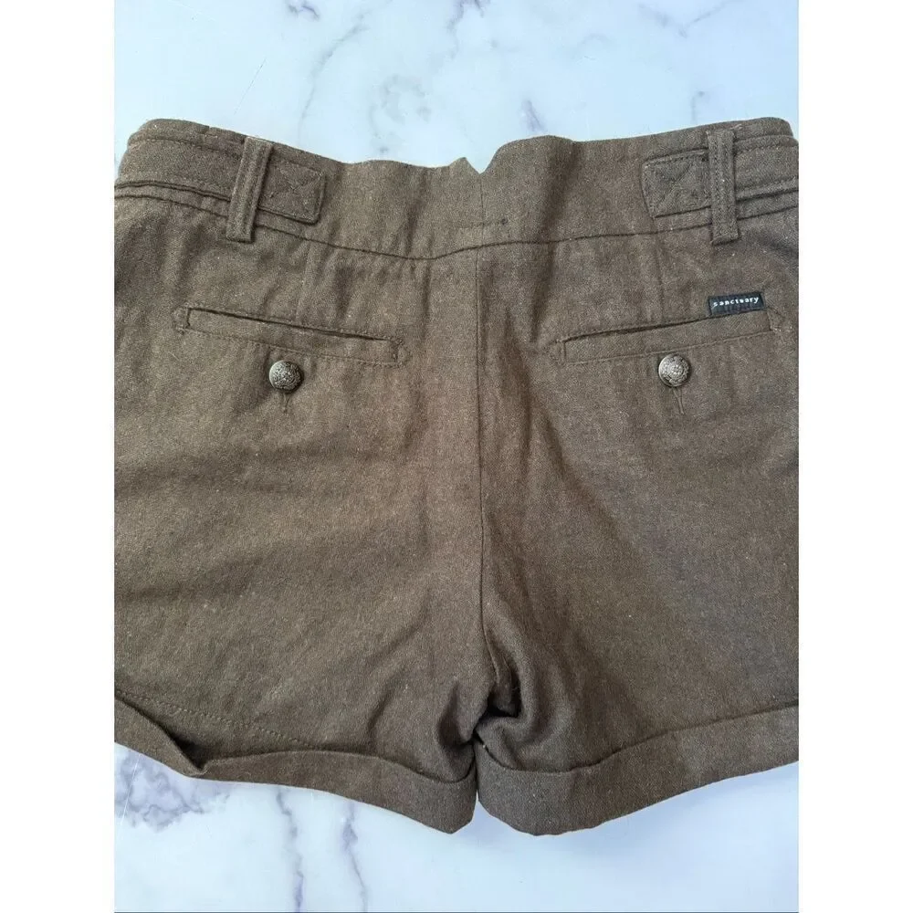 Sanctuary clothing women’s shorts size 29 dark brown wool academia cuffed old mo - Picture 5 of 7